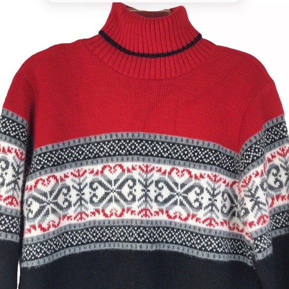 Motherhood Women’s Red and Black Turtleneck Sweater Size Medium. - Picture 2 of 7